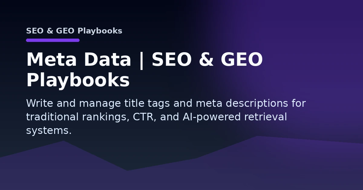Meta Data | SEO & GEO Playbooks Open Graph image