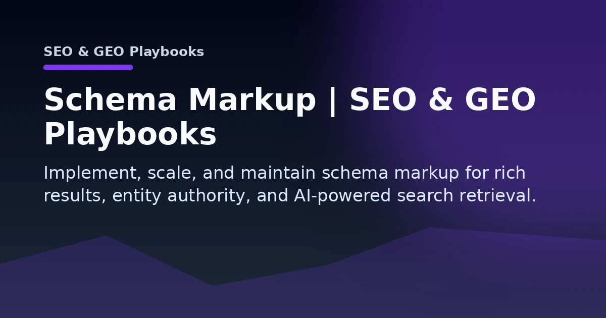 Schema Markup | SEO & GEO Playbooks Open Graph image