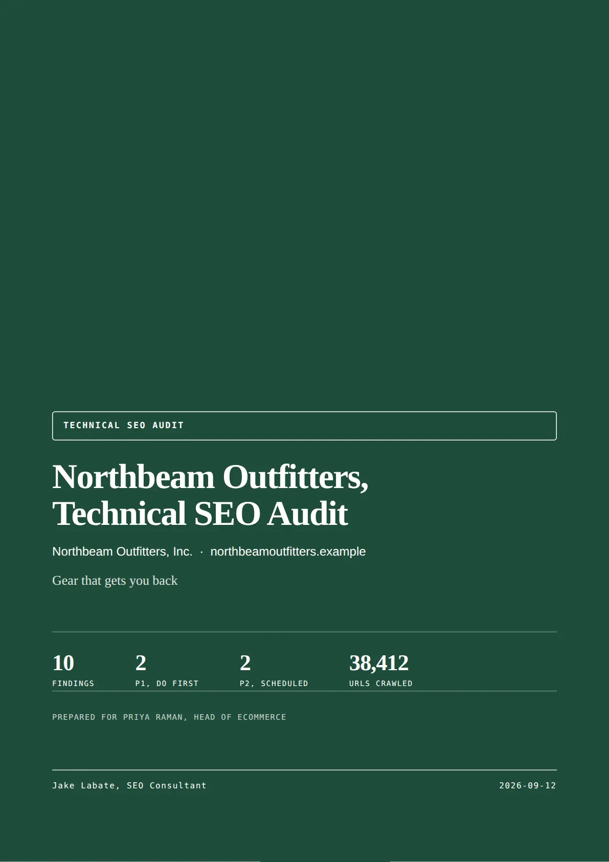 Page 1 of the sample audit