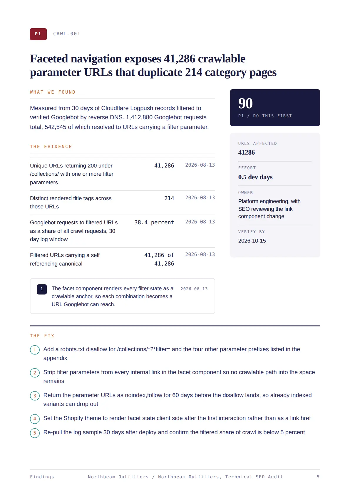 Page 5 of the sample audit