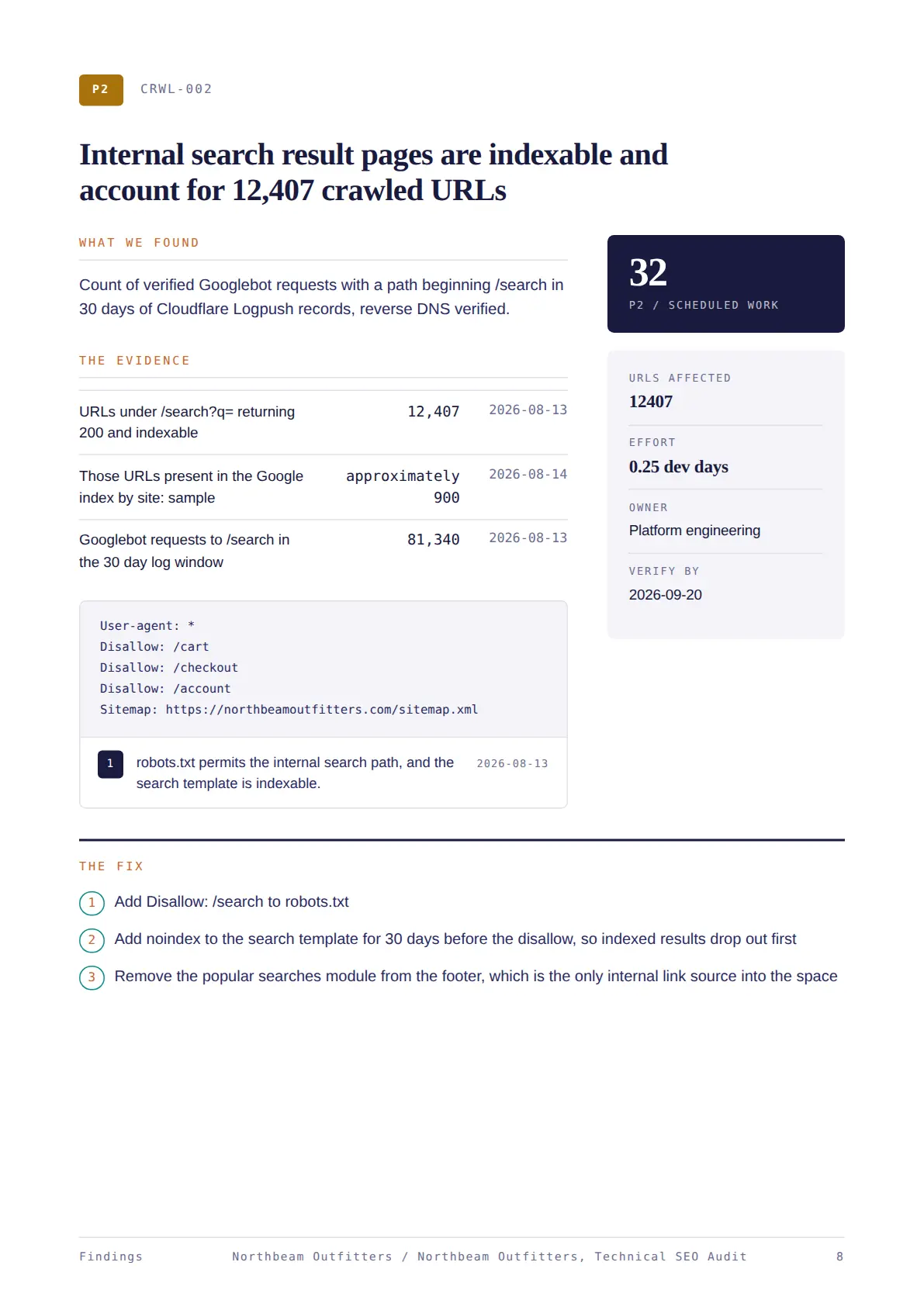 Page 8 of the sample audit