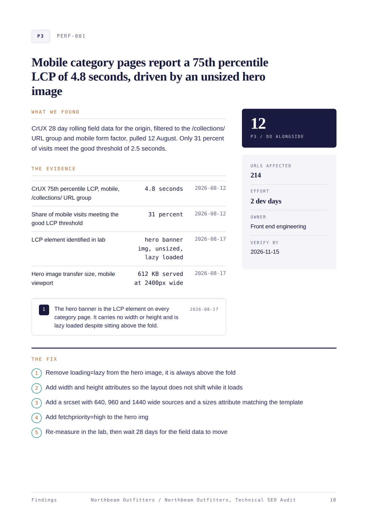 Page 10 of the sample audit