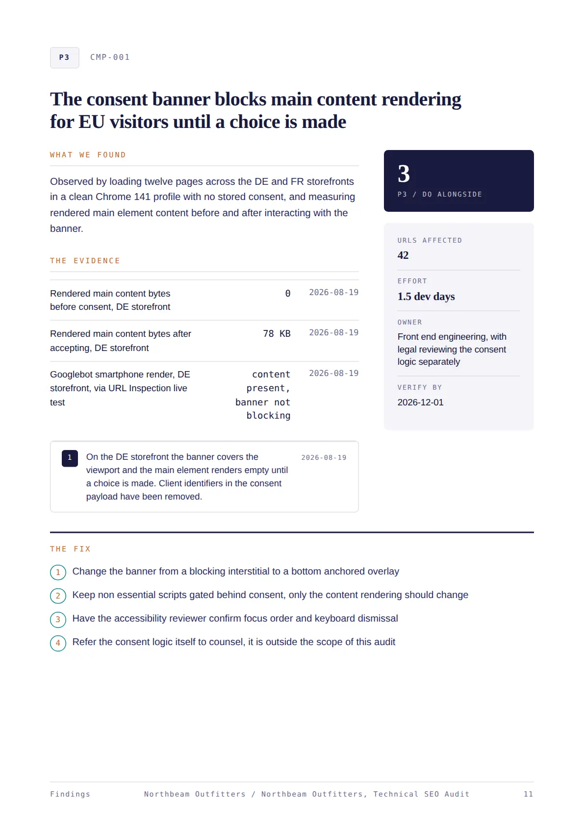 Page 11 of the sample audit